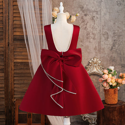 Fashion Baptism Party Prom Girls Dress Elegant Bow Wedding Bridesmaids Princess Dress for Girl Gala Birthday Graduation Costumes