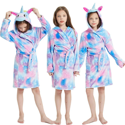 Animal Bathrobes for Girls Children's Pajamas Flannel Winter Boys Husky Robes Kids Home Clothing Baby Girl Warm Soft Nightgown