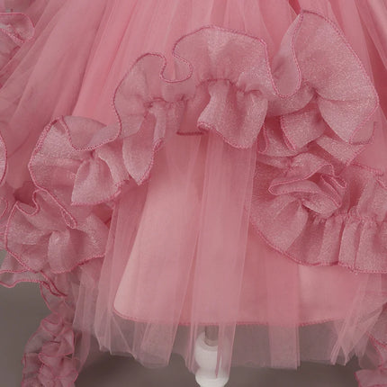 Fashion Flower Girl Dresses for Weddings Lace Mesh Sleeveless Pageant Princess Ball Gown Summer Kids Birthday Dress 1-7 Years