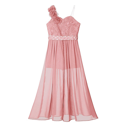 Girls Elegant Party Dress Wedding Birthday Prom Stage Pageant Gown Shiny Sequin Beaded Applique Lace Chiffon Jumpsuit Dresses