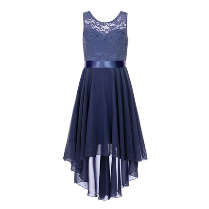 Kids Girls Sequins Ruched Party Birthday Wedding Bridesmaid Dress Sleeveless High-low Hem Summer Chiffon Princess Dress