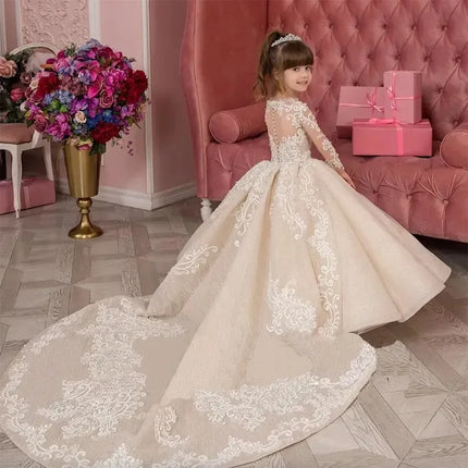 Customized Flower Girl Dress for Wedding Floor Length Appliques Birthday Ball Gowns Princess First Holy Communion Dress
