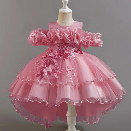 Fashion Flower Girl Dresses for Weddings Lace Mesh Sleeveless Party Dress for Kids Girl Summer Girls Party Dress 2-12 Years