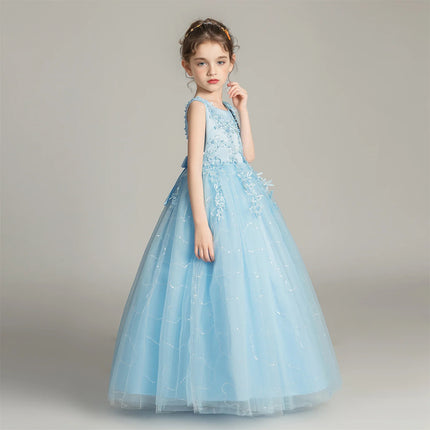BX683 Kids Dresses For Girls Lace Dress Gown Princess Clothes Children Formal Evening Party Flower Girls Wedding Vestidois