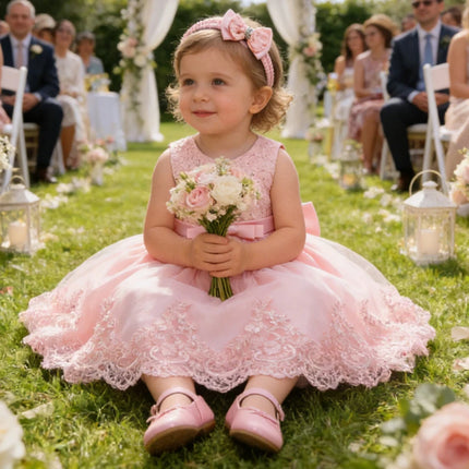 White Dress For Girls Puffy Flower Princess Dress 3M-3T Toddler Baby Girls Dress Pageant Wedding Flower Girls Dress Formal Gown