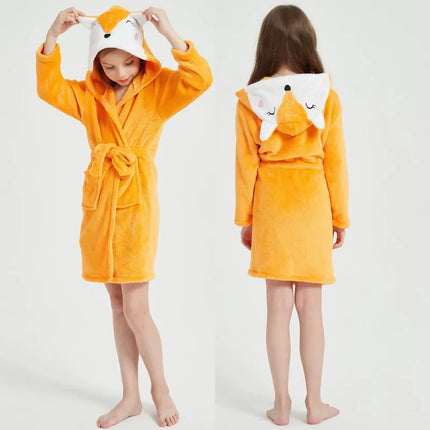 Animal Bathrobes for Girls Children's Pajamas Flannel Winter Boys Husky Robes Kids Home Clothing Baby Girl Warm Soft Nightgown