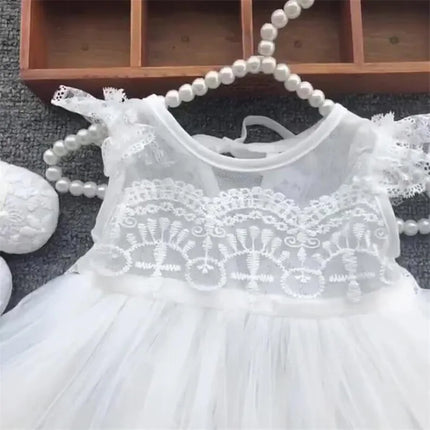 Baby Baptism Dress Newborn Wedding 1st Birthday Party Baby Girl Dress Lace Princess White Infant Baby Christening Gowns With Hat
