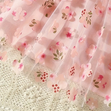 0-3 Years Old Newborn Summer Children Flower Dress Sweet Baby Girl Sleeveless Clothing Lovely Kids Toddlers Pink Baptism Dresses