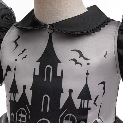 Church Bat Halloween Cosplay Costume for Girls Carnival Christmas Broom Birthday Party Dresses Pumpkin Ghost Prom Kids Clothing