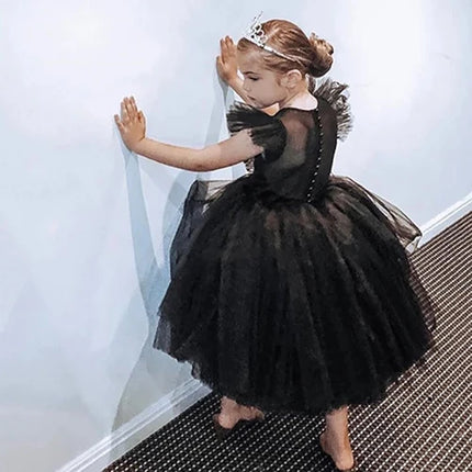 2026 New Summer Girls Dress Elegant Fashion Little Princess Dress Long Tulle Kids Lace Wedding Ceremony Dresses For 2-10 Years
