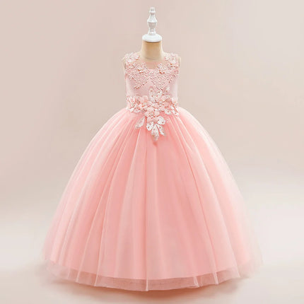 Elegant Baptism Wedding Girls Dress Fashion Tulle First Communion Princess Party Kids Dresses for Girl Bridesmaids Evening Gown