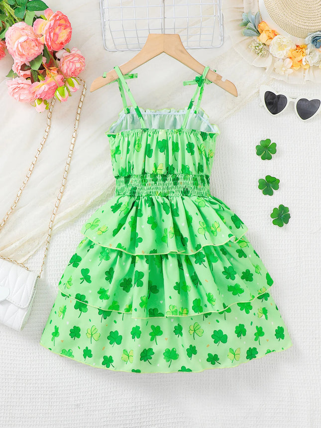 Summer Children's Fashion Princess Dress with Butterfly Knot Strap Cake Skirt for Outdoor Wedding Holiday Party Wear
