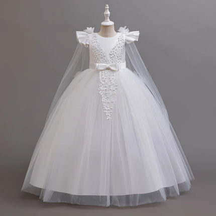 Flower Girl Dresses for Wedding Guest Kids Bridesmaid White Lace Formal Performance Party Ball Gown 10 12 Year