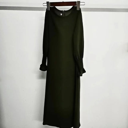 Two-piece Muslim Set for Girls Ramadan Kids Modest Abaya Dress with Khimar Eid Church Prayer Outfits Islamic Girl Plain Clothes