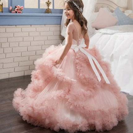 Children Princess Dress Flower Girl Wedding Evening Dress Girls Fluffy Dress Spring Summer Autumn New Performance Outfit