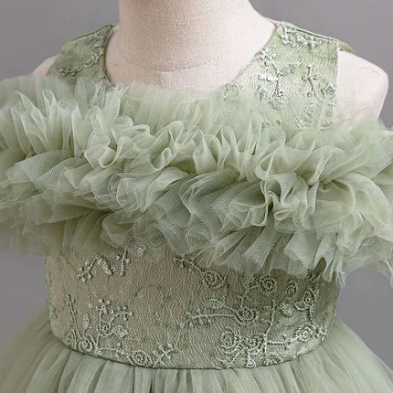 Girls strapless princess dress 4-12 years old fashionable embroidered bow mesh long dress carnival birthday wedding evening dres