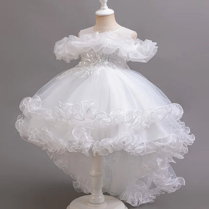 Girl Flower Princess Sequins Baby Wedding Christmas Party Tail Dress Birthday Party Wedding Flower Girl Sweet and Cute Dress