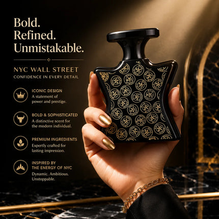 Bond No. 9 Wall Street Eau de Parfum – Luxury Black & Gold Star-Shaped Fragrance, Elegant Statement Scent for Daily Wear, Business Events & Evening Occasions