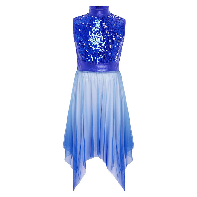 Kids Girls Liturgical Worship Praise Ballet Lyrical Dance Tunic Dresses for Church Choir and Stage Performance