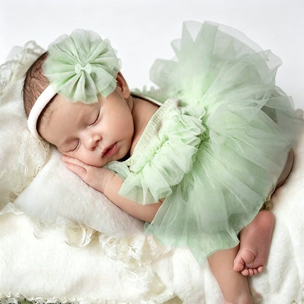 Ylsteed Newborn Photography Outfit Baby Tutu Dress + Headband Set 0-3M Soft Tulle Romper Princess Costume Photo Shoot Clothing