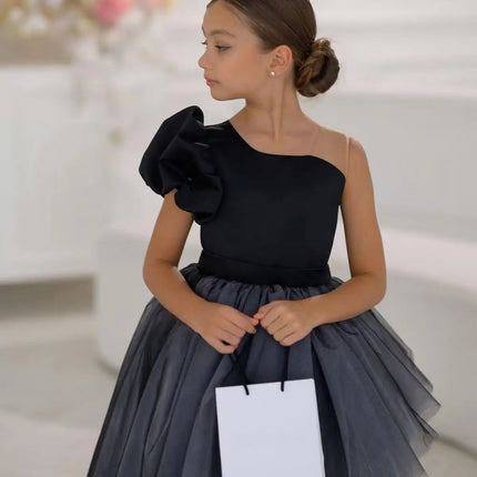 Simple White Flower Girl Dress Short Tutu Tulle Gown Toddler Girl Formal Dress for Wedding Birthday 130-170cm