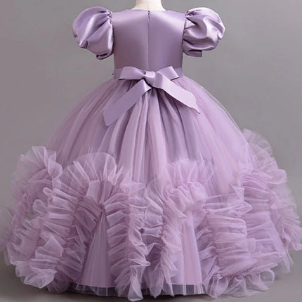 HETISO Girls Elegant Dresses Sequins Luxury Birthday Party Wedding Halloween Prom Gown Children's Princess Frocks 4 6 8 10 12Y