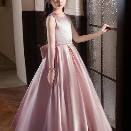Girl Teenage Royal Blue Long Dress Birthday Party Wedding Evening Gown Big Bow Bridesmaid Dress