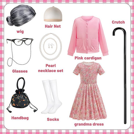 100 Days of School Theme Perform Costume Disguise Party Children Cosplay Costumes Granny Clothes Happy 100th Days of School Gift