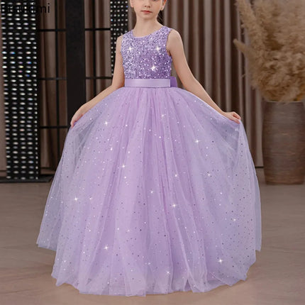 Princess Long Dress Flower Girl Dress Luxury Wedding Formal Dress Teenage Kid Host Piano Performance Birthday Party Gowns 8-14Y
