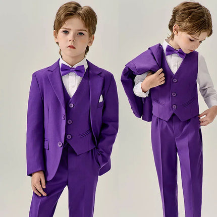 Children Green 4Pieces/Set Jakcet Vest Pants Bowtie Party Dress Children Wedding Photograph Suit Kids Ceremony Birthday Costume