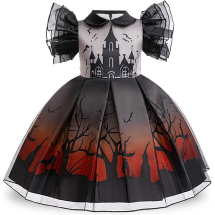 Church Bat Halloween Cosplay Costume for Girls Carnival Christmas Broom Birthday Party Dresses Pumpkin Ghost Prom Kids Clothing