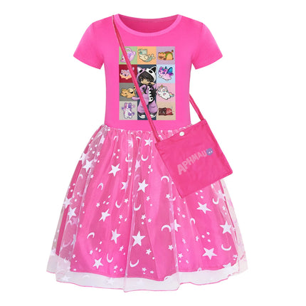 APHMAU  Baby Girls Lace Princess Dress Design Summer Wedding Party Outfit with Bag Toddler Formal Dress for Girls