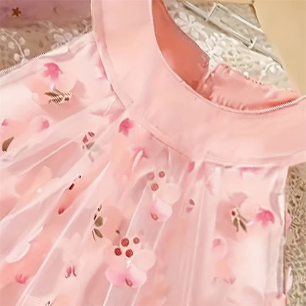 0-3 Years Old Newborn Summer Children Flower Dress Sweet Baby Girl Sleeveless Clothing Lovely Kids Toddlers Pink Baptism Dresses