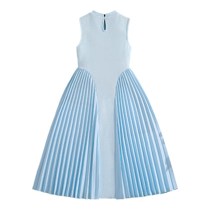 Kids Flower Girls Formal Dress Bowknot Sleeveless Patchwork Pleated Dresses Birthday Party Banquet Wedding Pageant Prom Gown