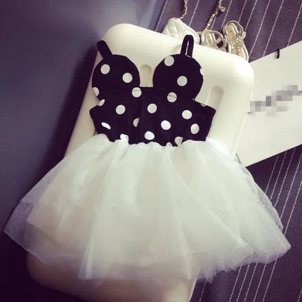 Baby Girls Dresses Cartoon Mouse Dot Backless Wedding Tutu Princess Dress Toddler Clothes Girl Vest Dress Children Clothing A020