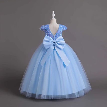 HETISO Kids Christmas Evening Dresses Girls Sequined Lace Elegant Wedding Dress Long Robe Children Clothing Princess Formal Gown