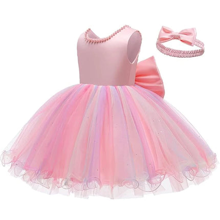 White Dress For Girls Tutu Princess Dress Christmas Party Big Bow Baptism Dress Toddler 1st Birthday Party Infant Dress Gown