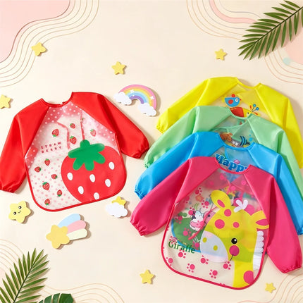 Waterproof Full Sleeve Baby Bibs Children Apron Long Sleeve Feeding Smock Kids Eating Breastplate Infant Scarf Clothing