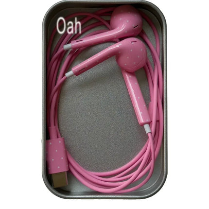 Oah Polka Dot Wired Earphones ABS Material Type-C/Lightning Dynamic Hifi Wired Earphones Digital Audio Headphones Gifts