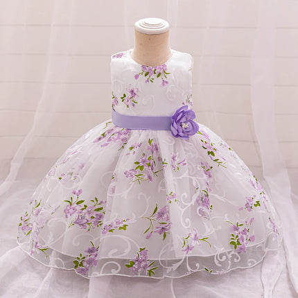 Kids Summer Dress For Girls Wedding Costume Floral Printing Birthday Princess Party Dresses 2-10 Years Children Girl Clothes