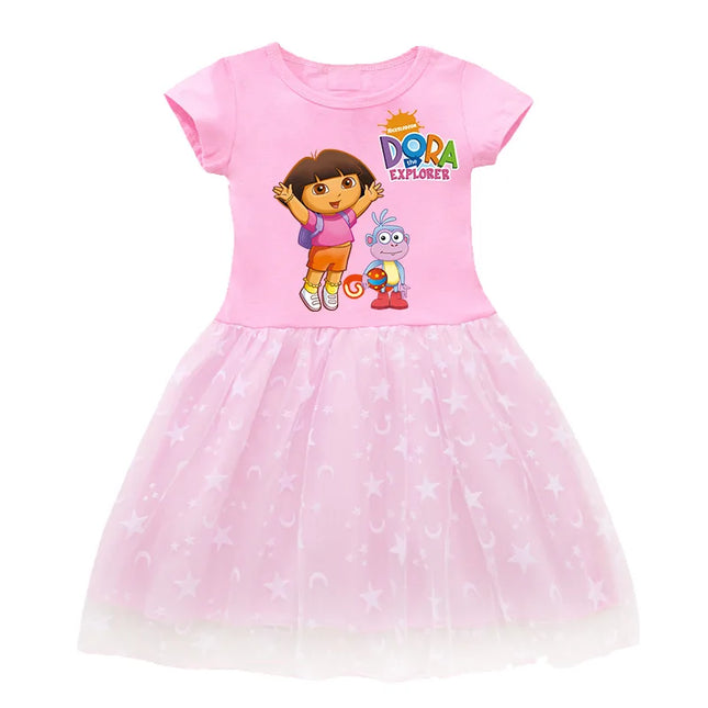 Kids Dress Dora Summer Baby Girls Princess Dress Children Wedding Birthday Party Clothes Christmas Halloween Costume