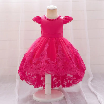 Big Bow Baby Girls 1st Birthday Princess Dress Toddler Infant Embroidery Flower Baptism Girl Party Dresses for Kids Wedding Gown