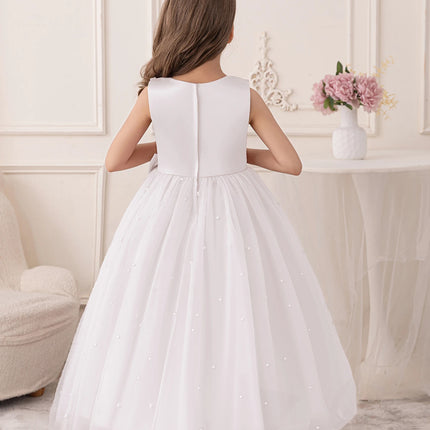 Girls Wedding White Dress Puffy Gauze Skirt Flower Children's Skirt Bridesmaid Evening Dress