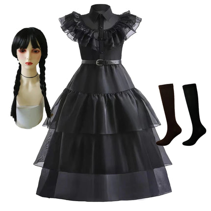 Girls Halloween Cosplay Gothic Dress Wed Role Playing Kids Carnival Party Costume Toddler Family Outfit