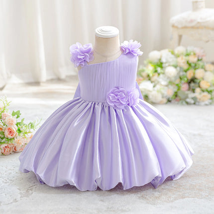 Toddler Flower 1st Birthday Party Baby Girls Dress Elegant Wedding Bridesmaids Princess Dress Girl Bow Baptism Banquet Prom Gown