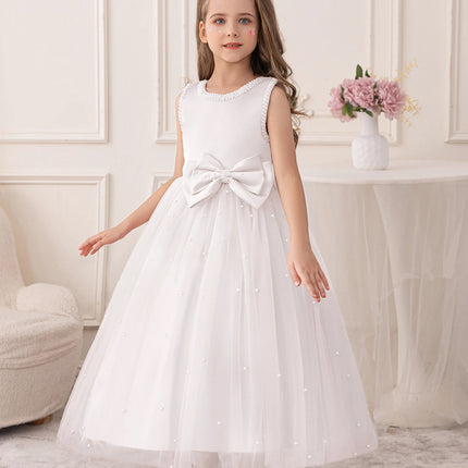 Girls Wedding White Dress Puffy Gauze Skirt Flower Children's Skirt Bridesmaid Evening Dress