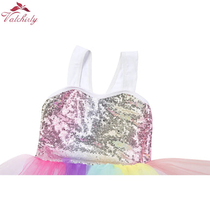 New Ballet Tutu Skirt Baby Girl Clothes  Sequins Colorful  Girls Party Dance Rainbow Tulle Skirts Children Clothing