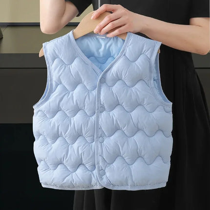 New Children Warm Cotton Vest Fashion Solid Boys Girls Baby Toddler Autumn Winter Waistcoats Casual Versatile Kids Clothing Tops