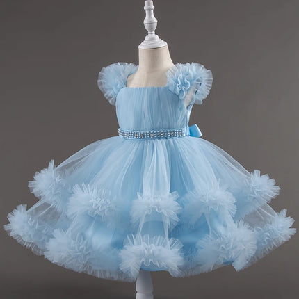 Baby Dress 0-5 Years Old Birthday Party Wedding Sleeveless Mesh Fluffy Cute Girl Princess Dress