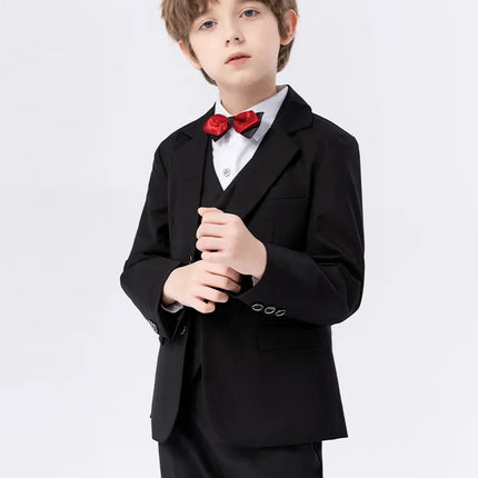 Boys Navy Blue Suit For Wedding Teenager Kids Formal Ceremony Tuxedo Dress Children Photograph Blazer Party Performance Costume